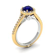 Blue Sapphire Yellow Gold Two Tone Engagement Ring Regal