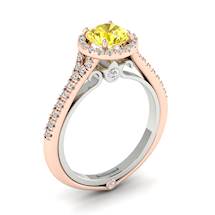 Yellow Sapphire Rose Gold Two Tone Engagement Ring Regal