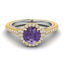 Amethyst Yellow Gold Two Tone Engagement Ring Regal