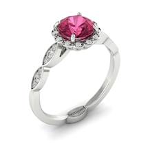 Pink Sapphire White Gold Halo Engagement Ring Floral Crown