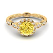 Yellow Sapphire Yellow Gold Halo Engagement Ring Floral Crown
