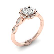 White Sapphire Rose Gold Halo Engagement Ring Floral Crown