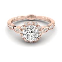 White Sapphire Rose Gold Halo Engagement Ring Floral Crown