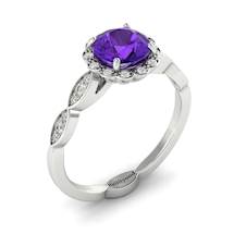 Amethyst White Gold Halo Engagement Ring Floral Crown
