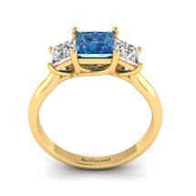 Blue Sapphire Yellow Gold Princess Cut Engagement Ring Capri