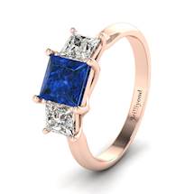 Blue Sapphire Rose Gold Princess Cut Engagement Ring Capri