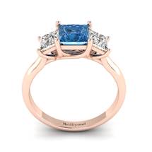 Blue Sapphire Rose Gold Princess Cut Engagement Ring Capri