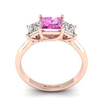 Pink Sapphire Rose Gold Princess Cut Engagement Ring Capri