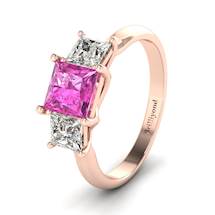 Pink Sapphire Rose Gold Princess Cut Engagement Ring Capri