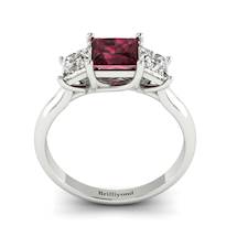 Garnet Ring White Gold Princess Cut Capri