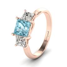 Aquamarine Rose Gold Princess Cut Engagement Ring Capri