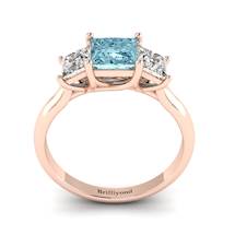 Aquamarine Rose Gold Princess Cut Engagement Ring Capri