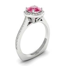 6.5mm Natural Pink Ceylon Sapphire on 18k White Gold Band