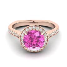 Pink Sapphire Rose Gold Halo Engagement Ring Edelweiss