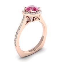 Pink Sapphire Rose Gold Halo Engagement Ring Edelweiss