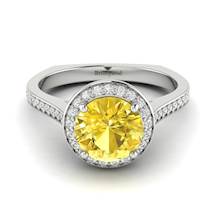 Yellow Sapphire White Gold Halo Engagement Ring Edelweiss