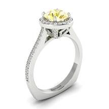 Yellow Sapphire White Gold Halo Engagement Ring Edelweiss