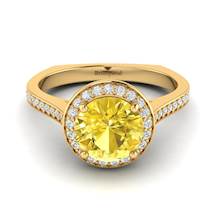 Yellow Sapphire Yellow Gold Halo Engagement Ring Edelweiss