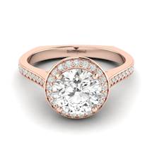 White Sapphire Rose Gold Halo Engagement Ring Edelweiss