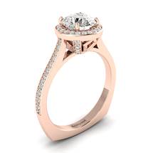 White Sapphire Rose Gold Halo Engagement Ring Edelweiss
