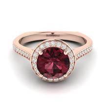 Rhodolite Garnet Ring Rose Gold Halo Edelweiss