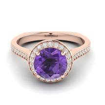 Amethyst Rose Gold Halo Engagement Ring Edelweiss