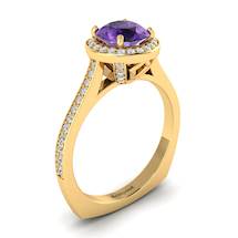 Amethyst Yellow Gold Halo Engagement Ring Edelweiss