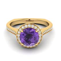 Amethyst Yellow Gold Halo Engagement Ring Edelweiss