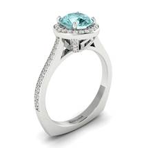 Aquamarine White Gold Halo Engagement Ring Edelweiss