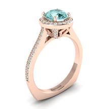 Aquamarine Rose Gold Halo Engagement Ring Edelweiss