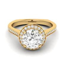Diamond Yellow Gold Halo Engagement Ring Edelweiss