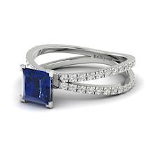 Blue Sapphire White Gold Princess Cut Engagement Ring Florentine