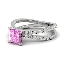 Pink Sapphire White Gold Princess Cut Engagement Ring Florentine