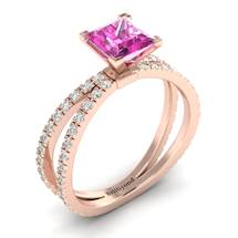 Pink Sapphire Rose Gold Princess Cut Engagement Ring Florentine