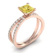 Yellow Sapphire Rose Gold Princess Cut Engagement Ring Florentine