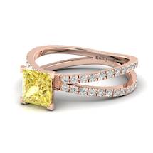 Yellow Sapphire Rose Gold Princess Cut Engagement Ring Florentine