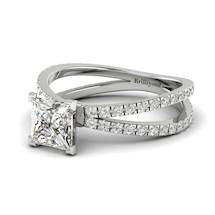 White Sapphire White Gold Princess Cut Engagement Ring Florentine