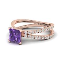 Amethyst Rose Gold Princess Cut Engagement Ring Florentine