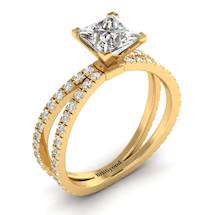Diamond Yellow Gold Princess Cut Engagement Ring Florentine