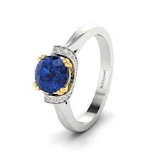 Ring with Sapphire Blue Colour on White Gold Two Tone Engagement Ring Passiflora
