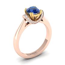 Blue Sapphire Rose Gold Two Tone Engagement Ring Passiflora