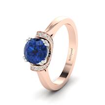 Blue Sapphire Rose Gold Two Tone Engagement Ring Passiflora