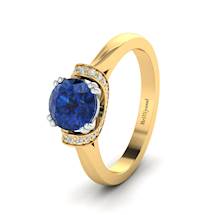Blue Sapphire Yellow Gold Two Tone Engagement Ring Passiflora