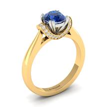 Blue Sapphire Yellow Gold Two Tone Engagement Ring Passiflora