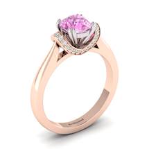 Pink Sapphire Rose Gold Two Tone Engagement Ring Passiflora