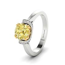 Yellow Sapphire White Gold Two Tone Engagement Ring Passiflora