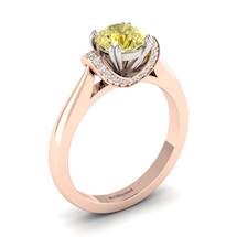 Yellow Sapphire Rose Gold Two Tone Engagement Ring Passiflora