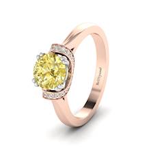 Yellow Sapphire Rose Gold Two Tone Engagement Ring Passiflora