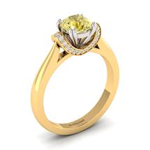 Yellow Sapphire Yellow Gold Two Tone Engagement Ring Passiflora