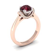 Garnet Ring Rose Gold Two Tone Passiflora